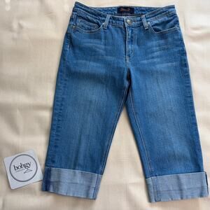 Seven7 Womens Cuffed Capri Jeans Size 6 Blue Denim Cropped Pants Stretch Casual